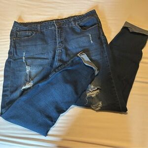 Wax Jean Plus Size 16 Butt I Love You Distressed‎ Skinny Jeans Medium Wash Denim